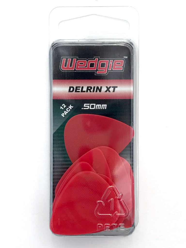 Delrin XT Guitar Picks .50mm Red, Textured, 12 Pack – Wedgie Music